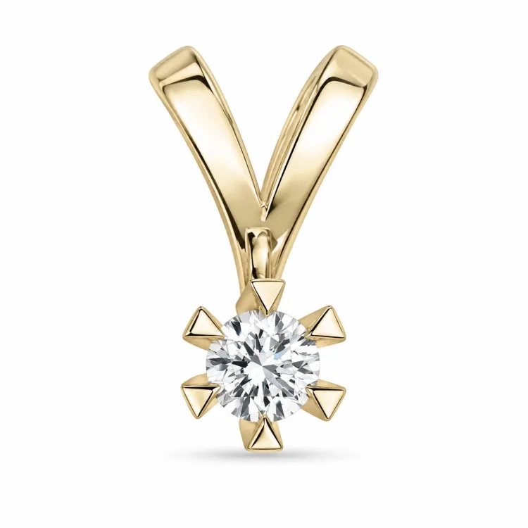 0,20 ct lab grown diamant anheng i 9 karat gull 0,20 ct