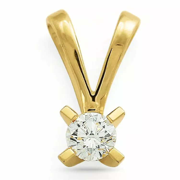 0,20 ct lab grown diamant solitaireanheng i 9 karat gull 0,20 ct