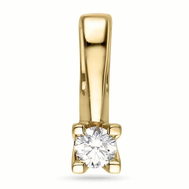 0,10 ct lab grown diamant solitaireanheng i 9 karat gull 0,10 ct