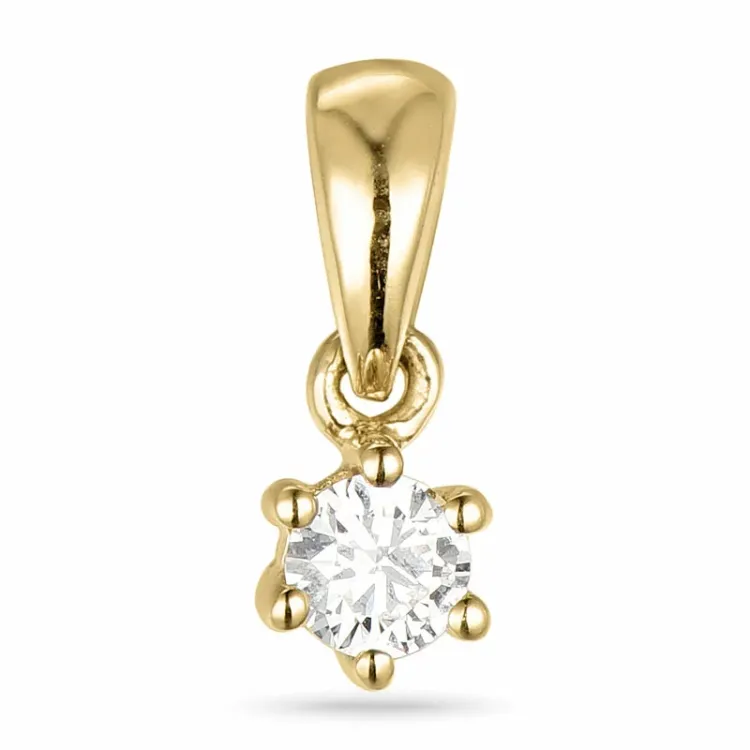 0,10 ct lab grown diamant solitaireanheng i 9 karat gull 0,10 ct