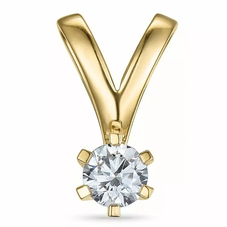 0,20 ct lab grown diamant solitaireanheng i 9 karat gull 0,20 ct