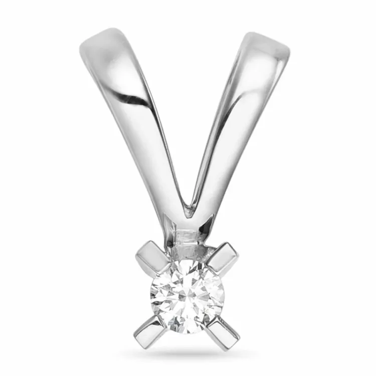 0,05 ct lab grown diamant solitaireanheng i 9 karat hvitt gull 0,05 ct