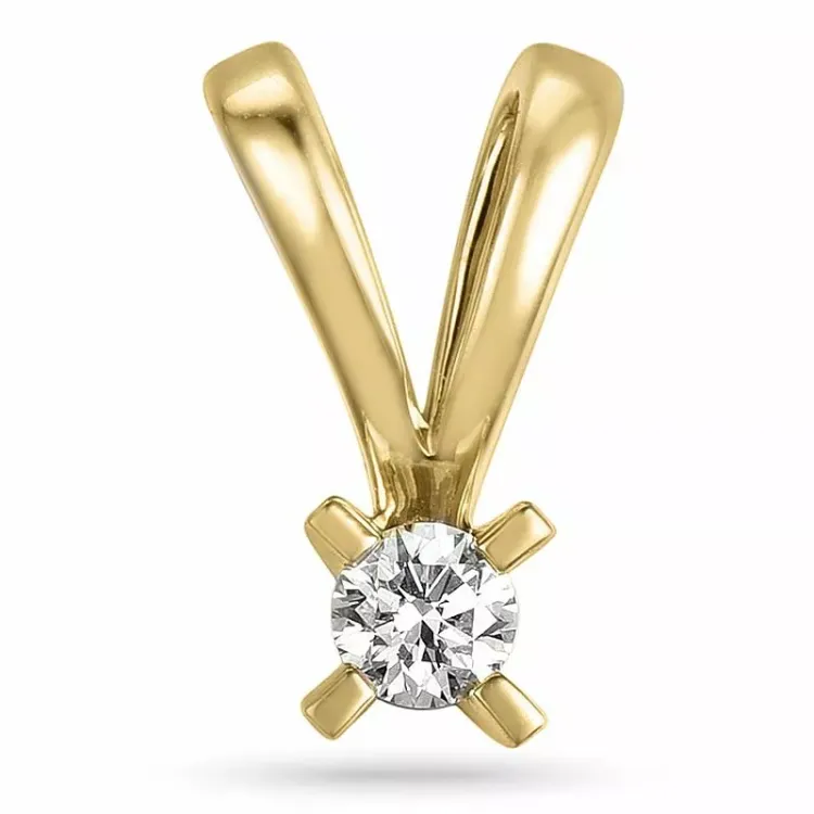 0,10 ct lab grown diamant solitaireanheng i 9 karat gull 0,10 ct