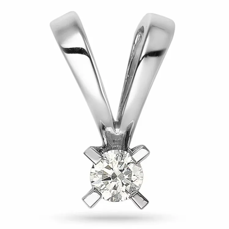 0,10 ct lab grown diamant solitaireanheng i 9 karat hvitt gull 0,10 ct