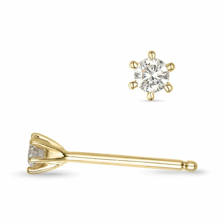 2 x 0,05 ct lab grown diamant solitaireørepynt i 9 karat gull med lab grown diamant 