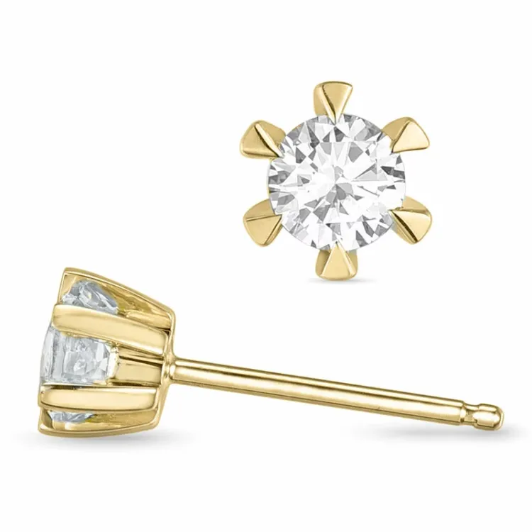 2 x 0,20 ct lab grown diamant solitaireørepynt i 9 karat gull med lab grown diamant 