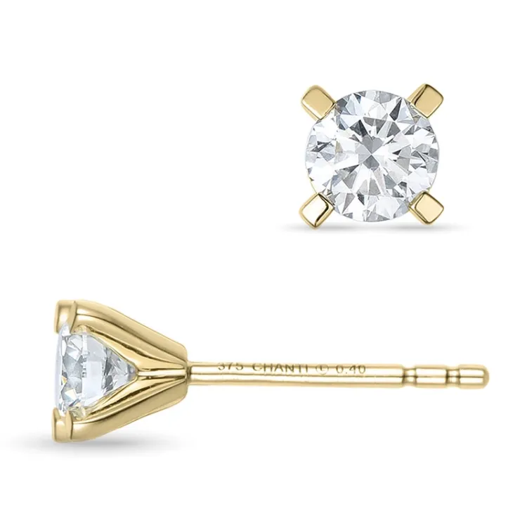 2 x 0,40 ct lab grown diamant øredobber i 9 karat gull med lab grown diamant 
