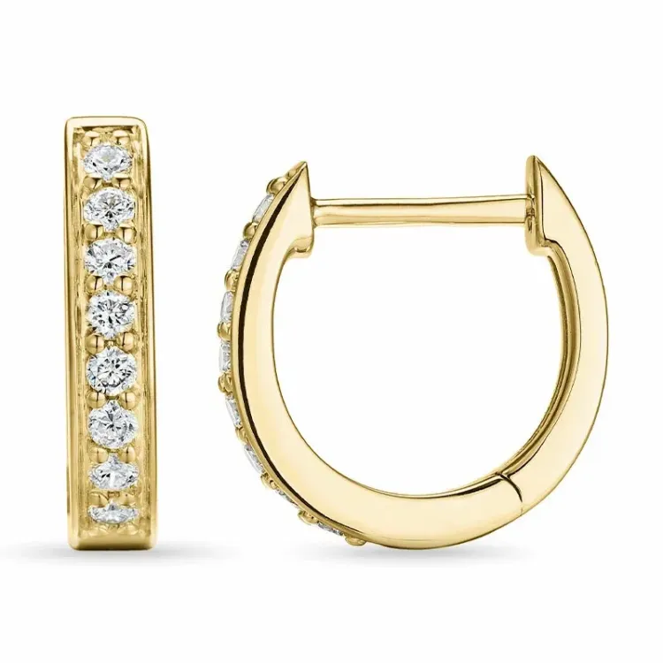 12 mm lab grown diamant creol i 9 karat gull med lab grown diamant 