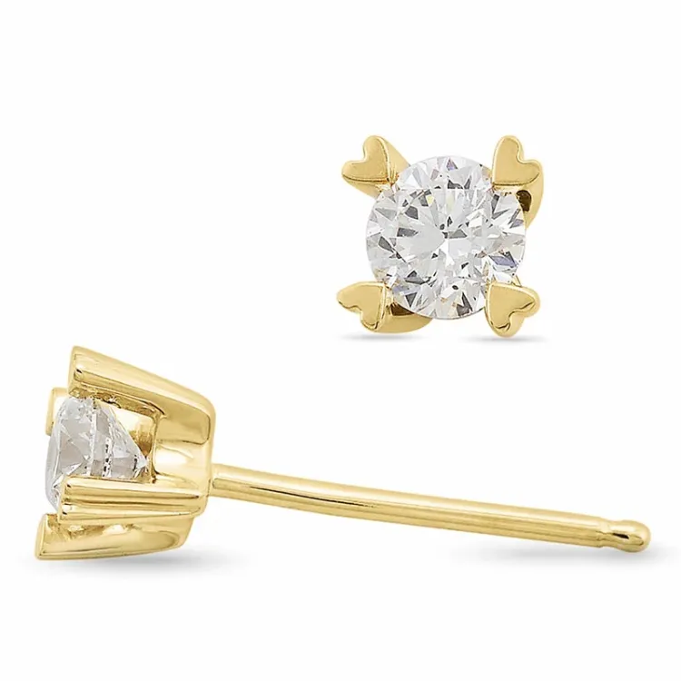 2 x 0,20 ct lab grown diamant solitaireørepynt i 9 karat gull med lab grown diamant 