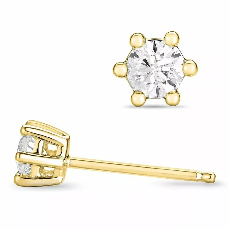 2 x 0,20 ct lab grown diamant solitaireørepynt i 9 karat gull med lab grown diamant 