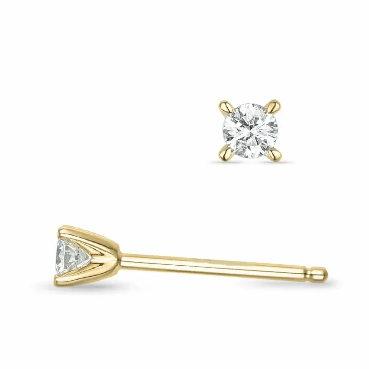 2 x 0,08 ct lab grown diamant solitaireørepynt i 9 karat gull med lab grown diamant 