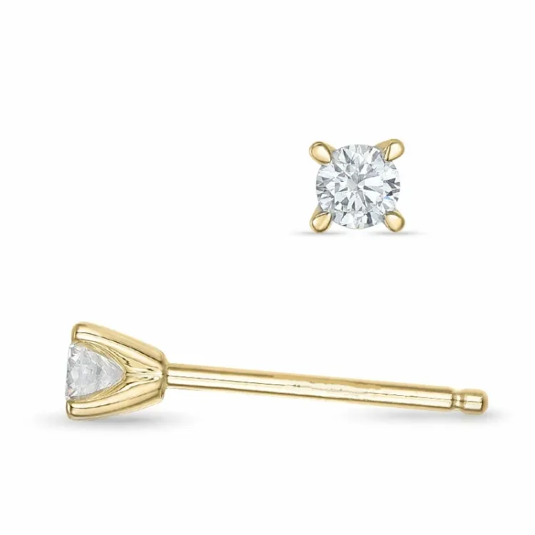 2 x 0,09 ct lab grown diamant solitaireørepynt i 9 karat gull med lab grown diamant 