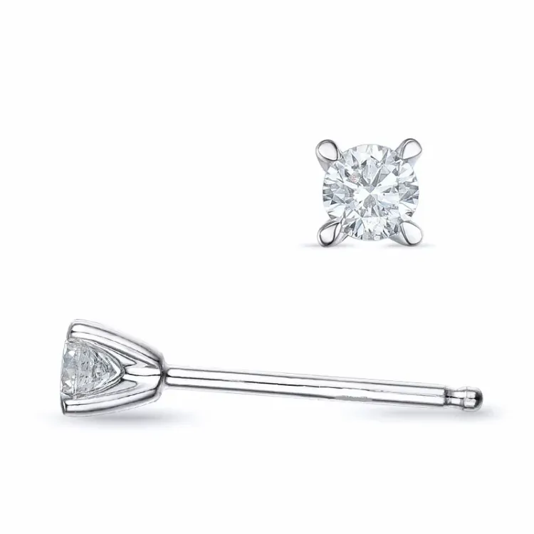 2 x 0,10 ct lab grown diamant solitaireørepynt i 9 karat hvitt gull med lab grown diamant 