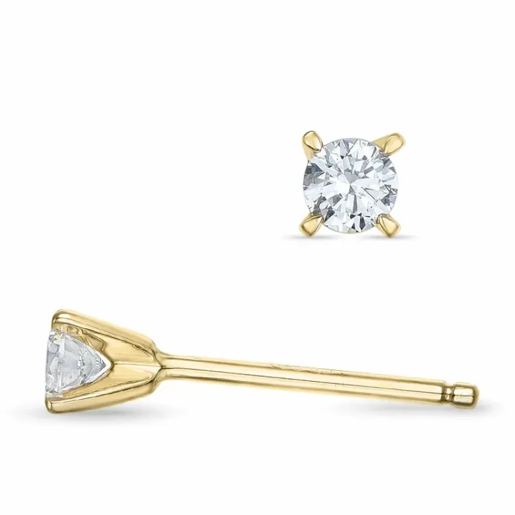 2 x 0,11 ct lab grown diamant solitaireørepynt i 9 karat gull med lab grown diamant 
