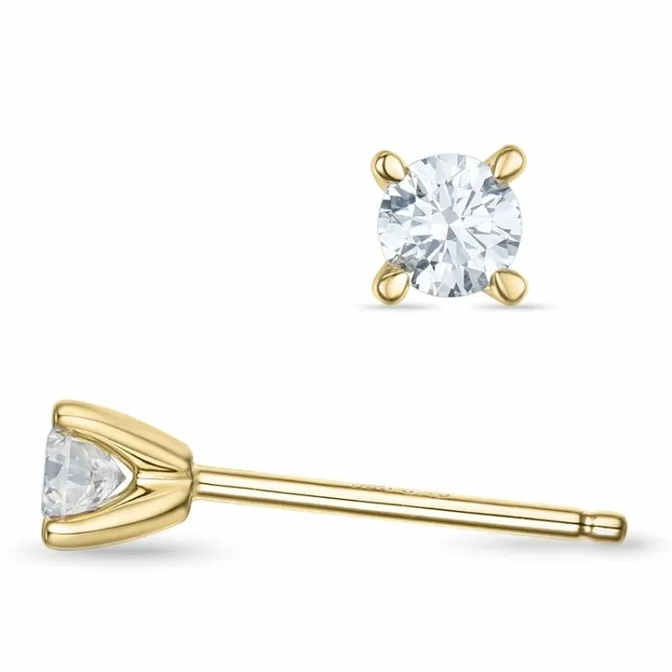 2 x 0,15 ct  lab grown diamant solitaireørepynt i 9 karat gull med lab grown diamant 