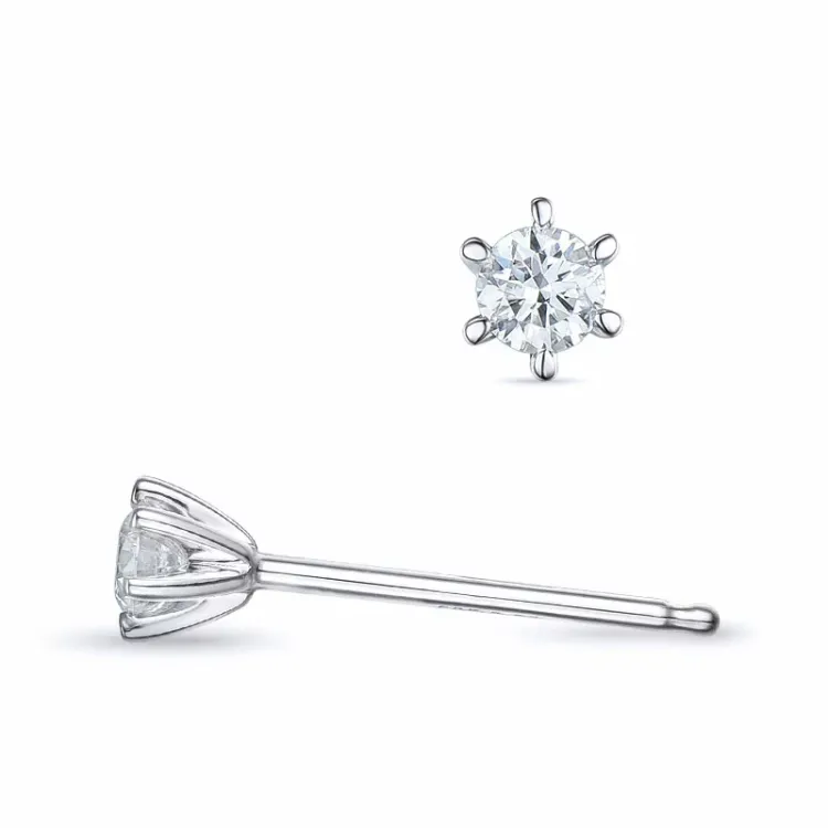 2 x 0,08 ct lab grown diamant solitaireørepynt i 9 karat hvitt gull med lab grown diamant 