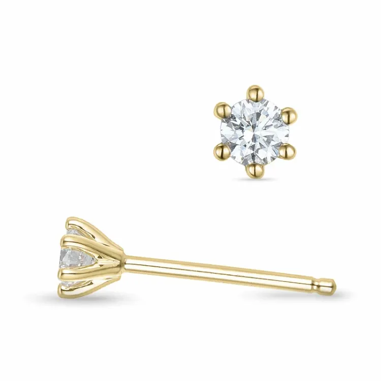 2 x 0,10 ct lab grown diamant solitaireørepynt i 9 karat gull med lab grown diamant 