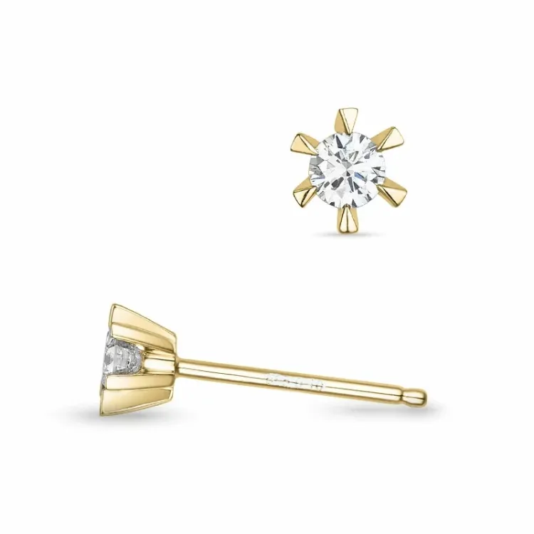 2 x 0,10 ct lab grown diamant solitaireørepynt i 9 karat gull med lab grown diamant 