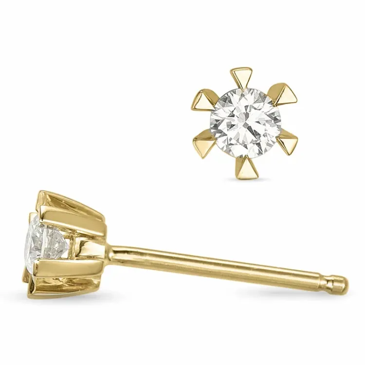 2 x 0,15 ct  lab grown diamant solitaireørepynt i 9 karat gull med lab grown diamant 