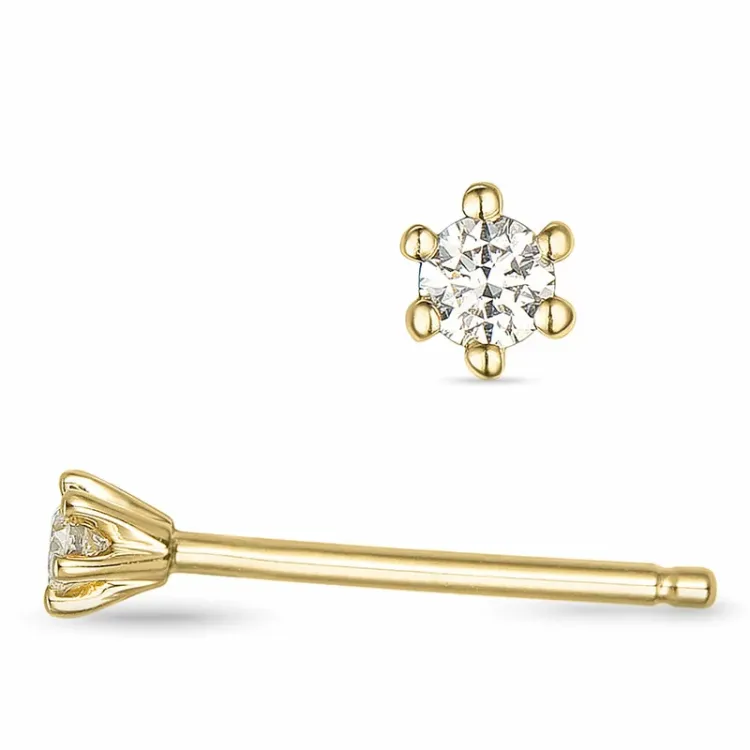 2 x 0,03 ct lab grown diamant solitaireørepynt i 9 karat gull med lab grown diamant 