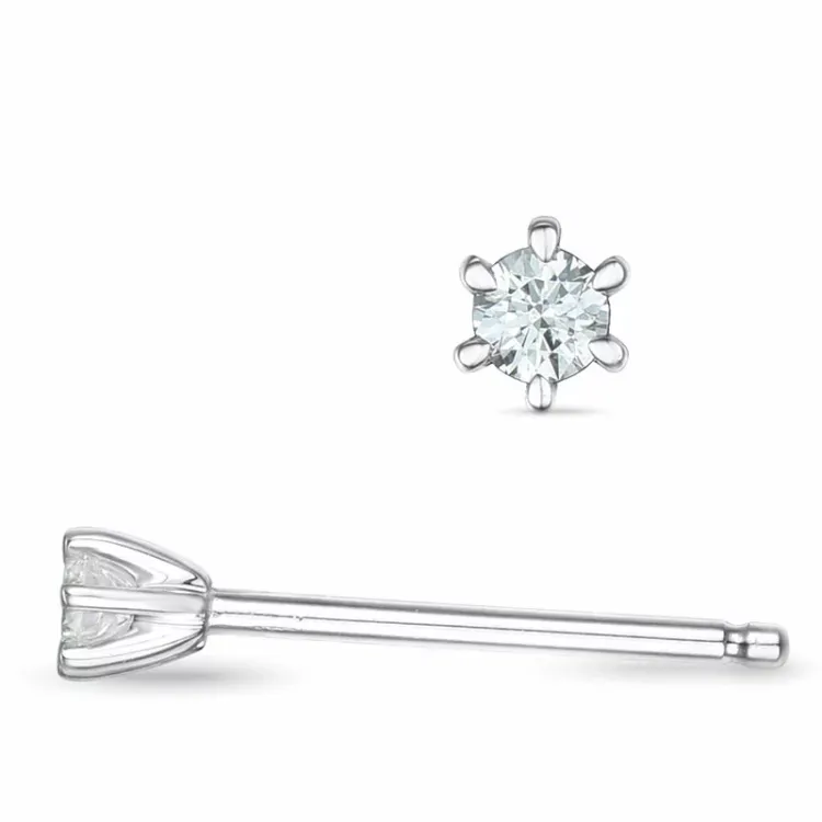 2 x 0,03 ct lab grown diamant solitaireørepynt i 9 karat hvitt gull med lab grown diamant 
