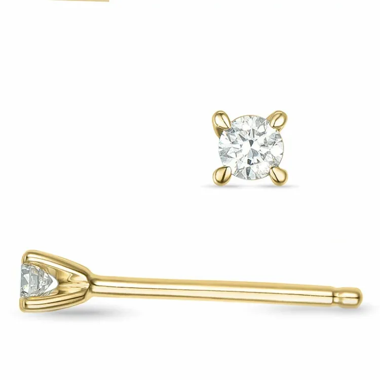 2 x 0,03 ct lab grown diamant solitaireørepynt i 9 karat gull med lab grown diamant 