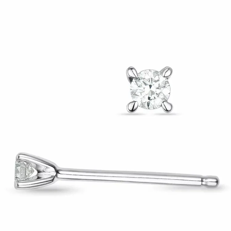 2 x 0,03 ct lab grown diamant solitaireørepynt i 9 karat hvitt gull med lab grown diamant 