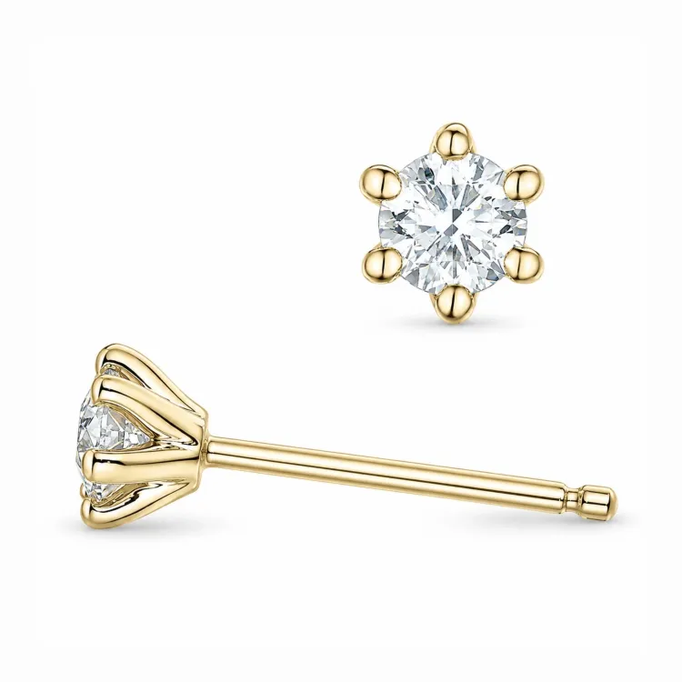 2 x 0,20 ct lab grown diamant solitaireørepynt i 9 karat gull med lab grown diamant 