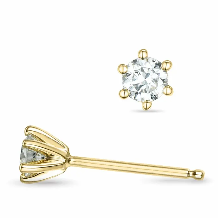 2 x 0,16 ct lab grown diamant solitaireørepynt i 9 karat gull med lab grown diamant 