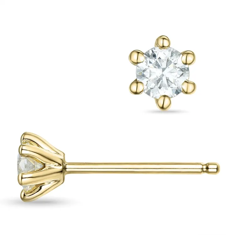 2 x 0,18 ct lab grown diamant solitaireørepynt i 9 karat gull med lab grown diamant 