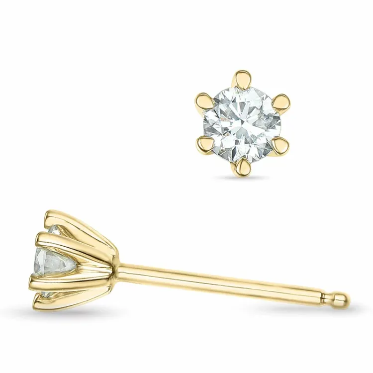2 x 0,16 ct lab grown diamant solitaireørepynt i 9 karat gull med lab grown diamant 