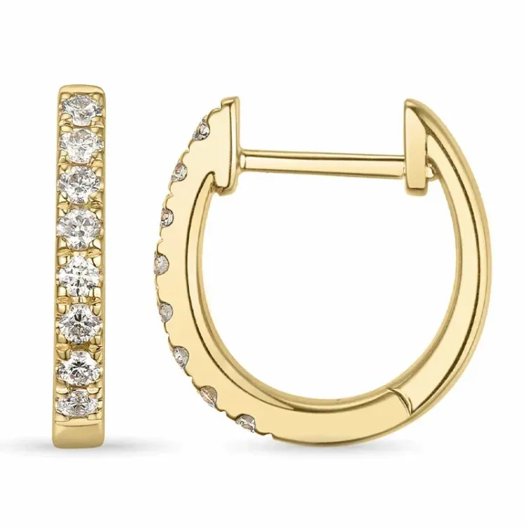 12 mm creol i 9 karat gull med lab grown diamant 