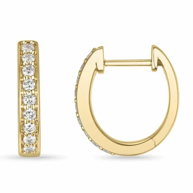 14 mm creol i 9 karat gull med lab grown diamant 