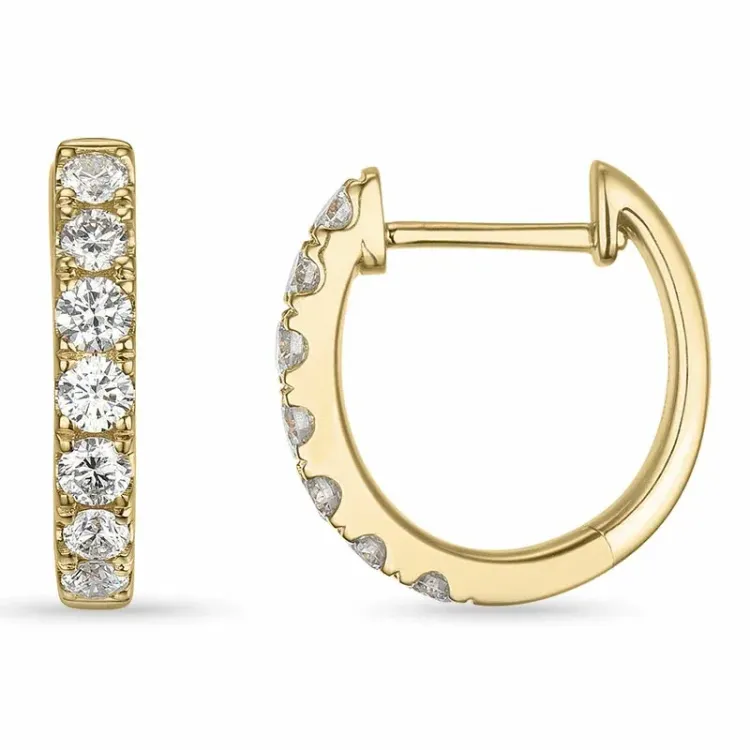 14 mm creol i 9 karat gull med lab grown diamant 