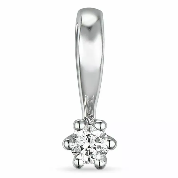 0,05 ct lab grown diamant solitaireanheng i 9 karat hvitt gull 0,05 ct