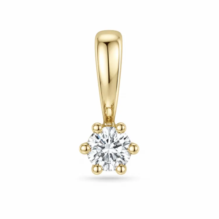 0,10 ct lab grown diamant solitaireanheng i 9 karat gull 0,10 ct