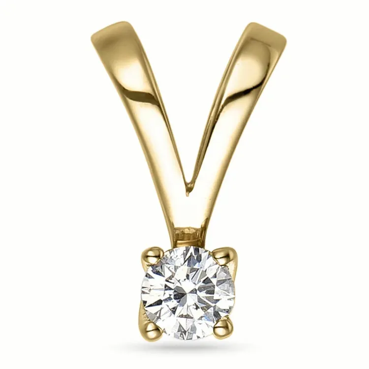 0,10 ct lab grown diamant solitaireanheng i 9 karat gull 0,10 ct