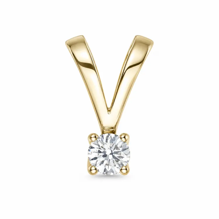 0,10 ct lab grown diamant solitaireanheng i 9 karat gull 0,10 ct