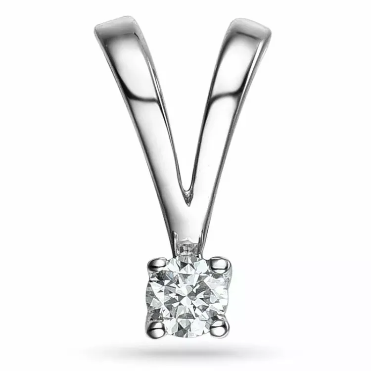 0,05 ct lab grown diamant solitaireanheng i 9 karat hvitt gull 0,05 ct