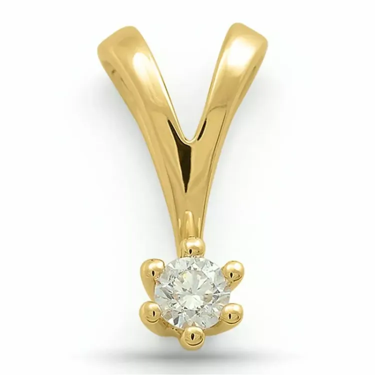 0,10 ct lab grown diamant solitaireanheng i 9 karat gull 0,10 ct