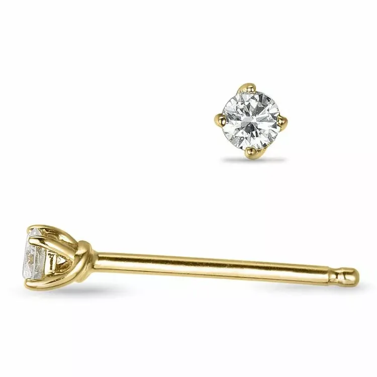 2 x 0,05 ct lab grown diamant solitaireørepynt i 9 karat gull med lab grown diamant 