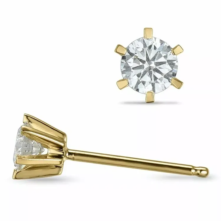 2 x 0,20 ct lab grown diamant solitaireørepynt i 9 karat gull med lab grown diamant 