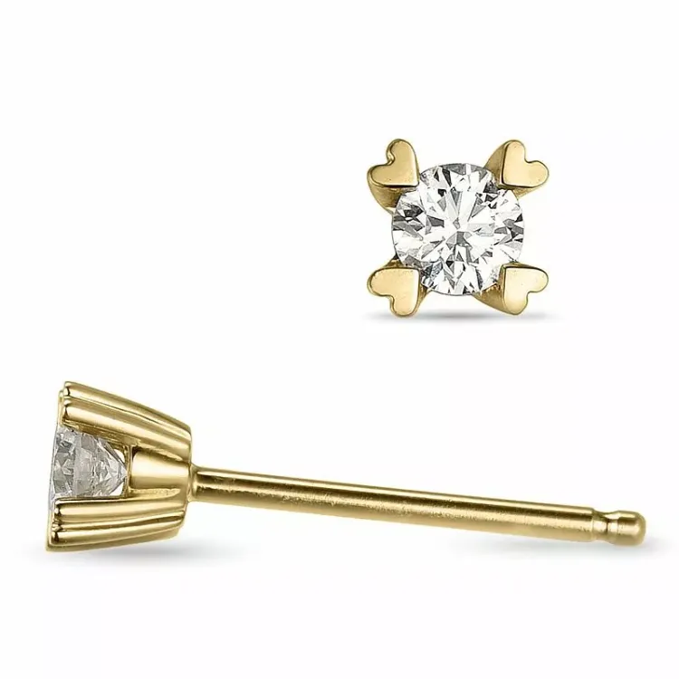 2 x 0,10 ct lab grown diamant solitaireørepynt i 9 karat gull med lab grown diamant 