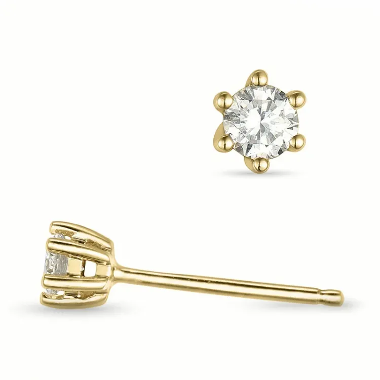 2 x 0,10 ct lab grown diamant solitaireørepynt i 9 karat gull med lab grown diamant 