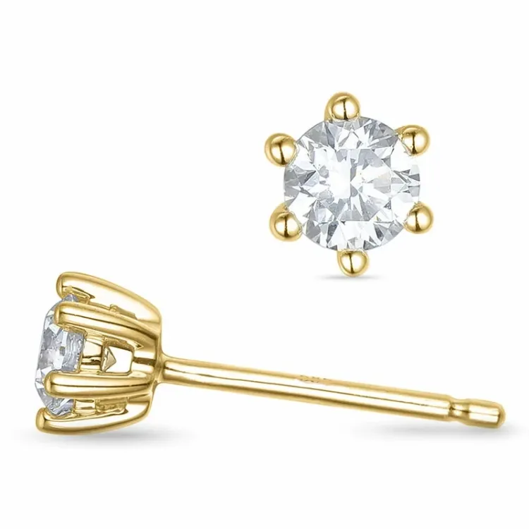 2 x 0,20 ct lab grown diamant solitaireørepynt i 9 karat gull med lab grown diamant 