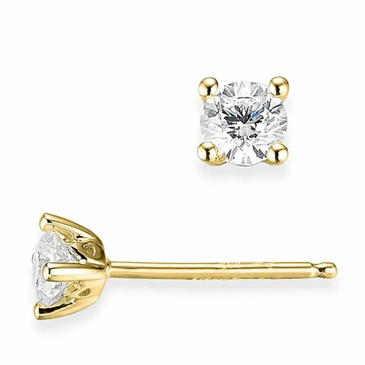 2 x 0,20 ct lab grown diamant solitaireørepynt i 9 karat gull med lab grown diamant 