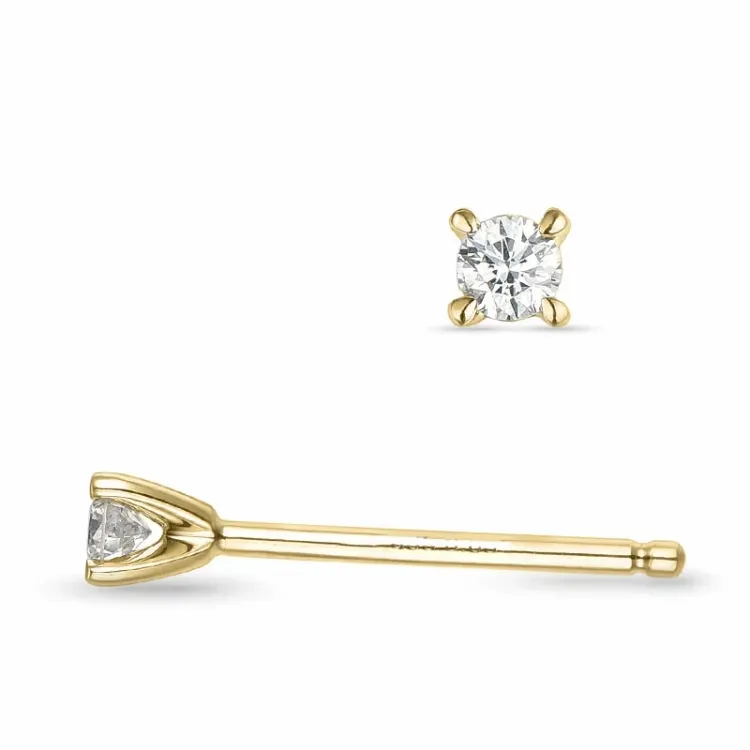 2 x 0,05 ct lab grown diamant solitaireørepynt i 9 karat gull med lab grown diamant 