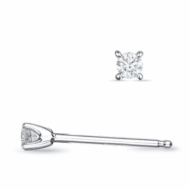2 x 0,05 ct lab grown diamant solitaireørepynt i 9 karat hvitt gull med lab grown diamant 