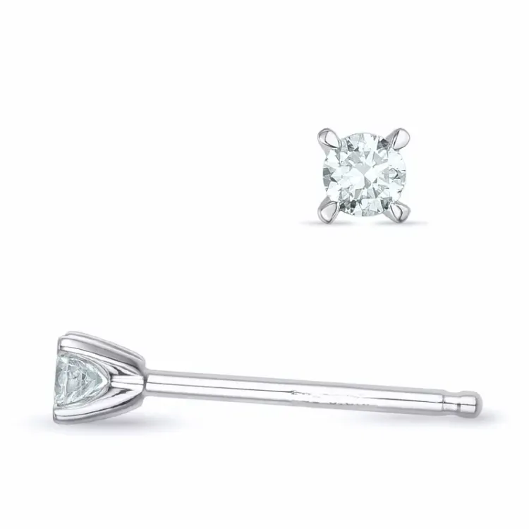2 x 0,06 ct lab grown diamant solitaireørepynt i 9 karat hvitt gull med lab grown diamant 