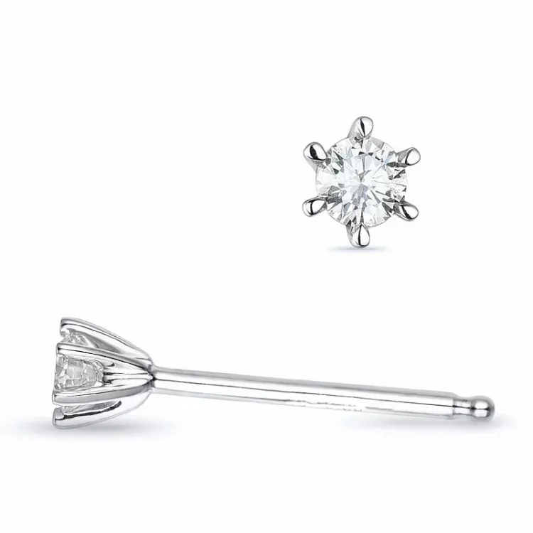 2 x 0,06 ct lab grown diamant solitaireørepynt i 9 karat hvitt gull med lab grown diamant 